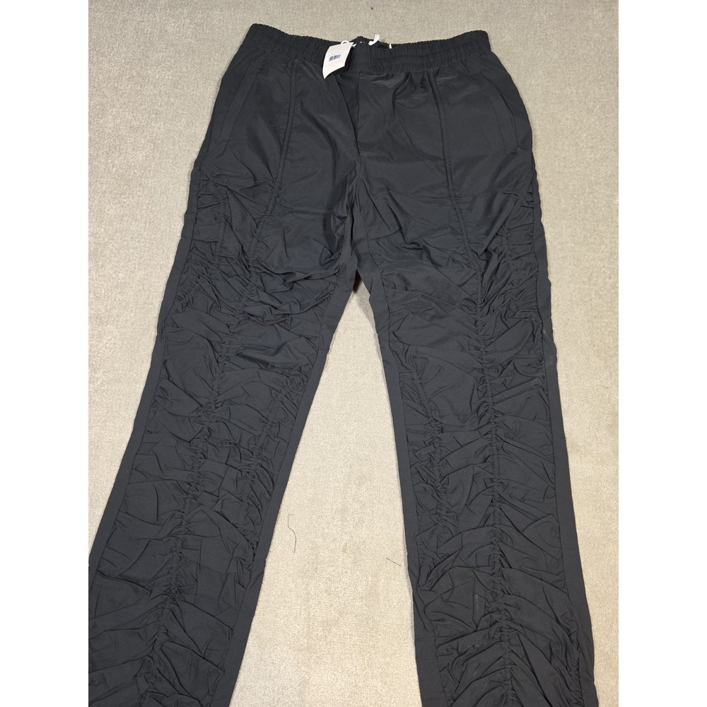MNML Ruched Stacked Drawcord Bungee Men's Black Pants Size‎ Medium NWT